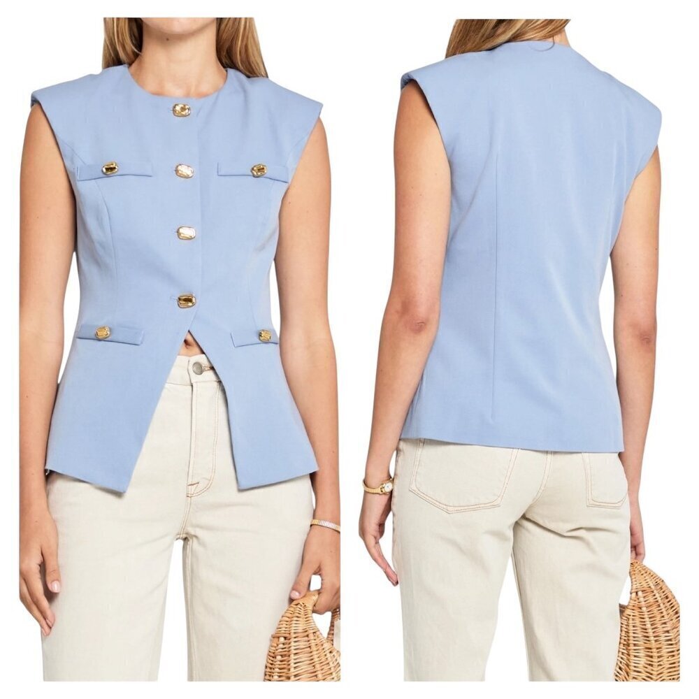 Kourt Luisa Light Blue Structured Vest Top NWT Size Large